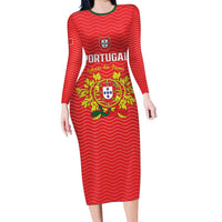 Custom Portugal Football 2026 Family Matching Long Sleeve Bodycon Dress and Hawaiian Shirt Team of the Quincunxes - Wonder Print Shop