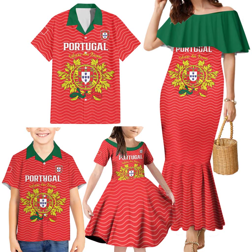 Custom Portugal Football 2026 Family Matching Mermaid Dress and Hawaiian Shirt Team of the Quincunxes - Wonder Print Shop