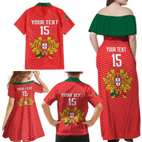 Custom Portugal Football 2026 Family Matching Off Shoulder Maxi Dress and Hawaiian Shirt Team of the Quincunxes - Wonder Print Shop
