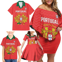 Custom Portugal Football 2026 Family Matching Off Shoulder Short Dress and Hawaiian Shirt Team of the Quincunxes - Wonder Print Shop