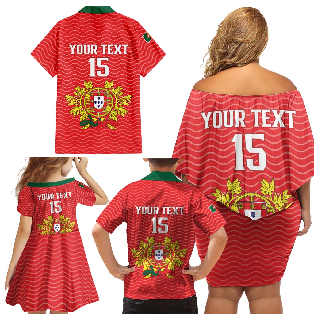 Custom Portugal Football 2026 Family Matching Off Shoulder Short Dress and Hawaiian Shirt Team of the Quincunxes - Wonder Print Shop
