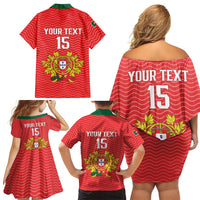 Custom Portugal Football 2026 Family Matching Off Shoulder Short Dress and Hawaiian Shirt Team of the Quincunxes - Wonder Print Shop