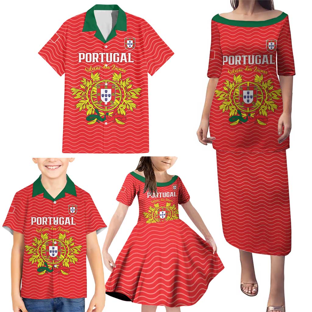 Custom Portugal Football 2026 Family Matching Puletasi and Hawaiian Shirt Team of the Quincunxes - Wonder Print Shop