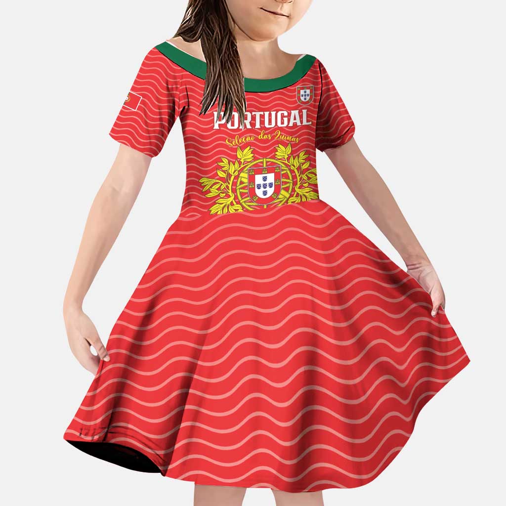 Custom Portugal Football 2026 Family Matching Short Sleeve Bodycon Dress and Hawaiian Shirt Team of the Quincunxes - Wonder Print Shop