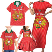 Custom Portugal Football 2026 Family Matching Short Sleeve Bodycon Dress and Hawaiian Shirt Team of the Quincunxes - Wonder Print Shop