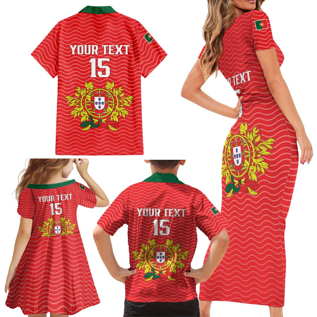 Custom Portugal Football 2026 Family Matching Short Sleeve Bodycon Dress and Hawaiian Shirt Team of the Quincunxes - Wonder Print Shop