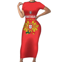 Custom Portugal Football 2026 Family Matching Short Sleeve Bodycon Dress and Hawaiian Shirt Team of the Quincunxes - Wonder Print Shop