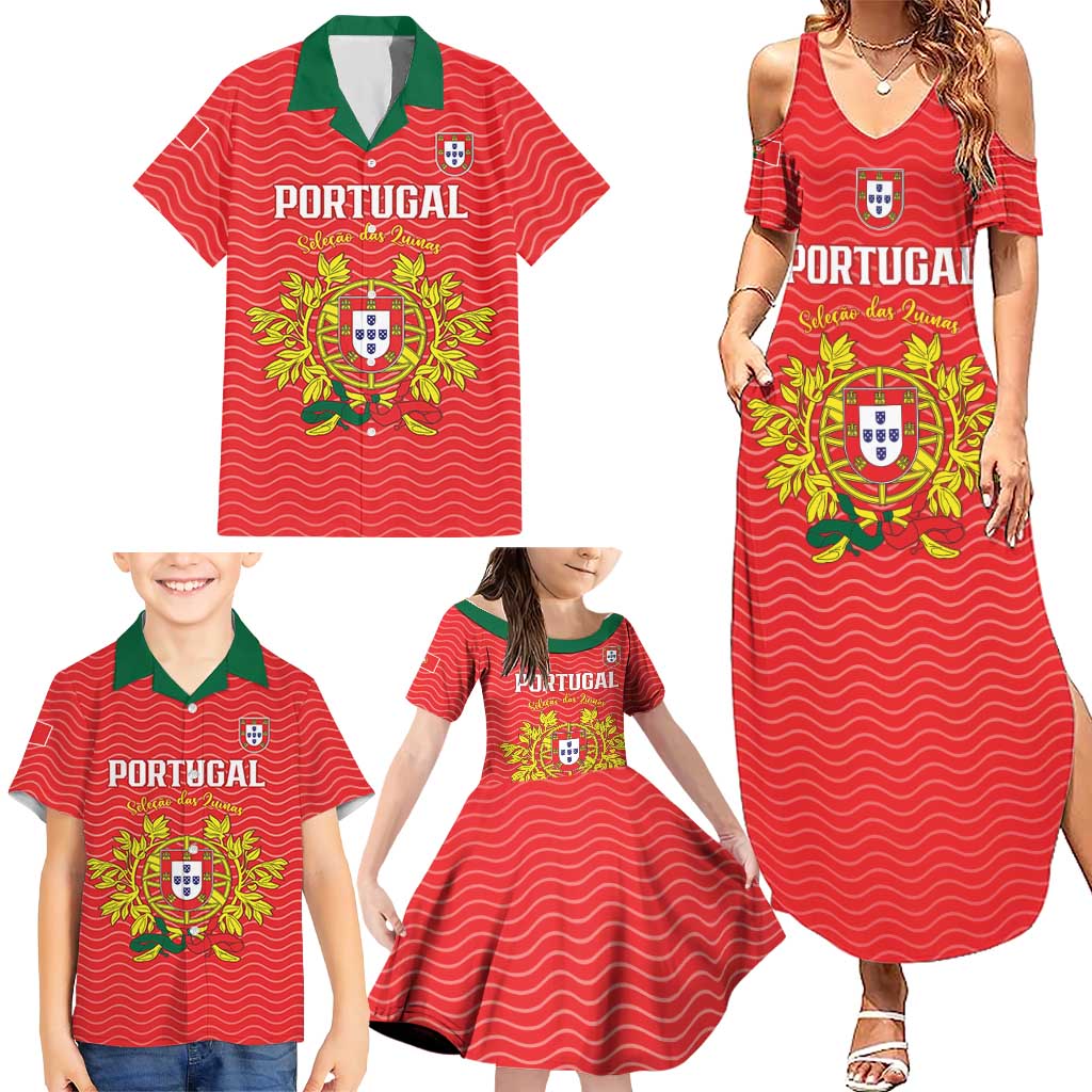 Custom Portugal Football 2026 Family Matching Summer Maxi Dress and Hawaiian Shirt Team of the Quincunxes - Wonder Print Shop