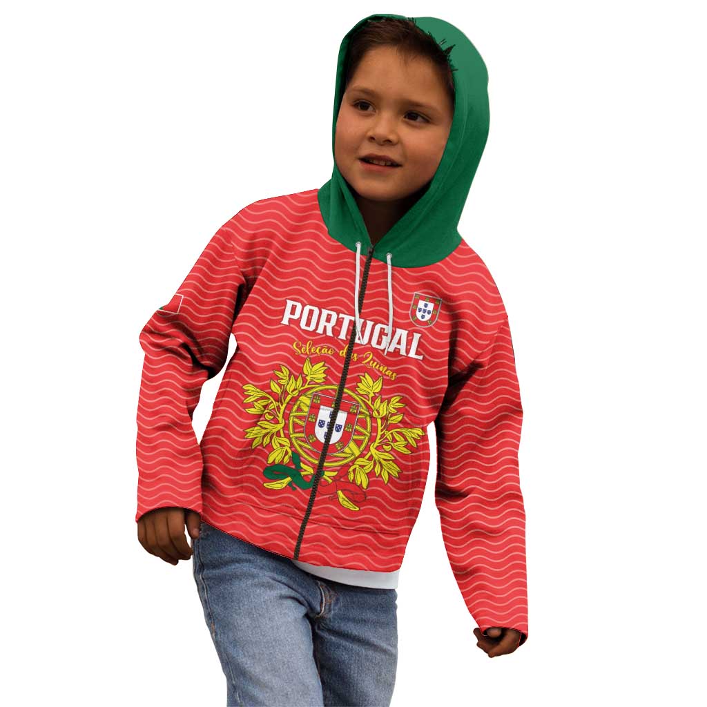 Custom Portugal Football 2026 Kid Hoodie Team of the Quincunxes - Wonder Print Shop