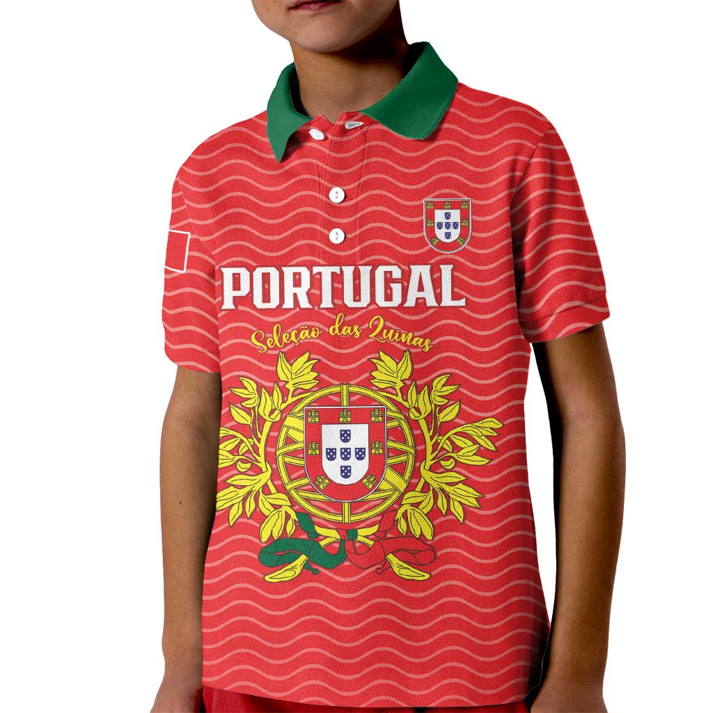 Custom Portugal Football 2026 Kid Polo Shirt Team of the Quincunxes - Wonder Print Shop