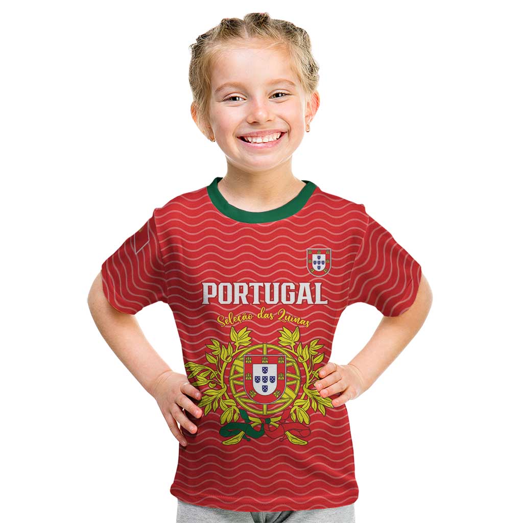 Custom Portugal Football 2026 Kid T Shirt Team of the Quincunxes - Wonder Print Shop
