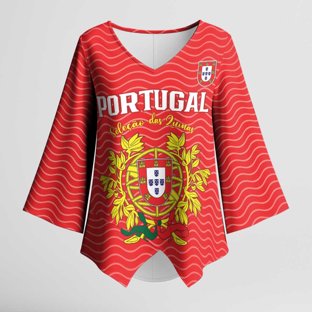 Custom Portugal Football 2026 Kimono Sleeve Blouse Team of the Quincunxes - Wonder Print Shop