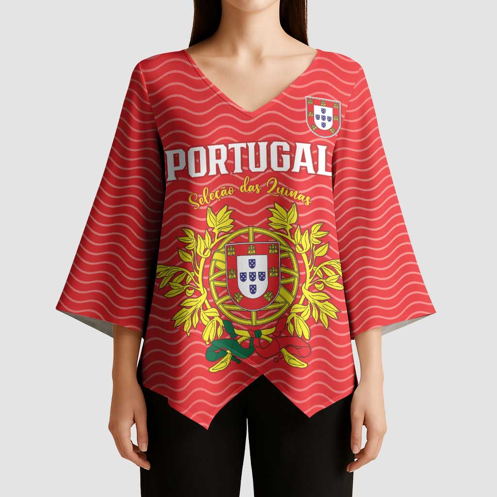 Custom Portugal Football 2026 Kimono Sleeve Blouse Team of the Quincunxes - Wonder Print Shop