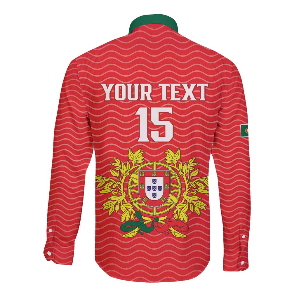 Custom Portugal Football 2026 Long Sleeve Button Shirt Team of the Quincunxes - Wonder Print Shop