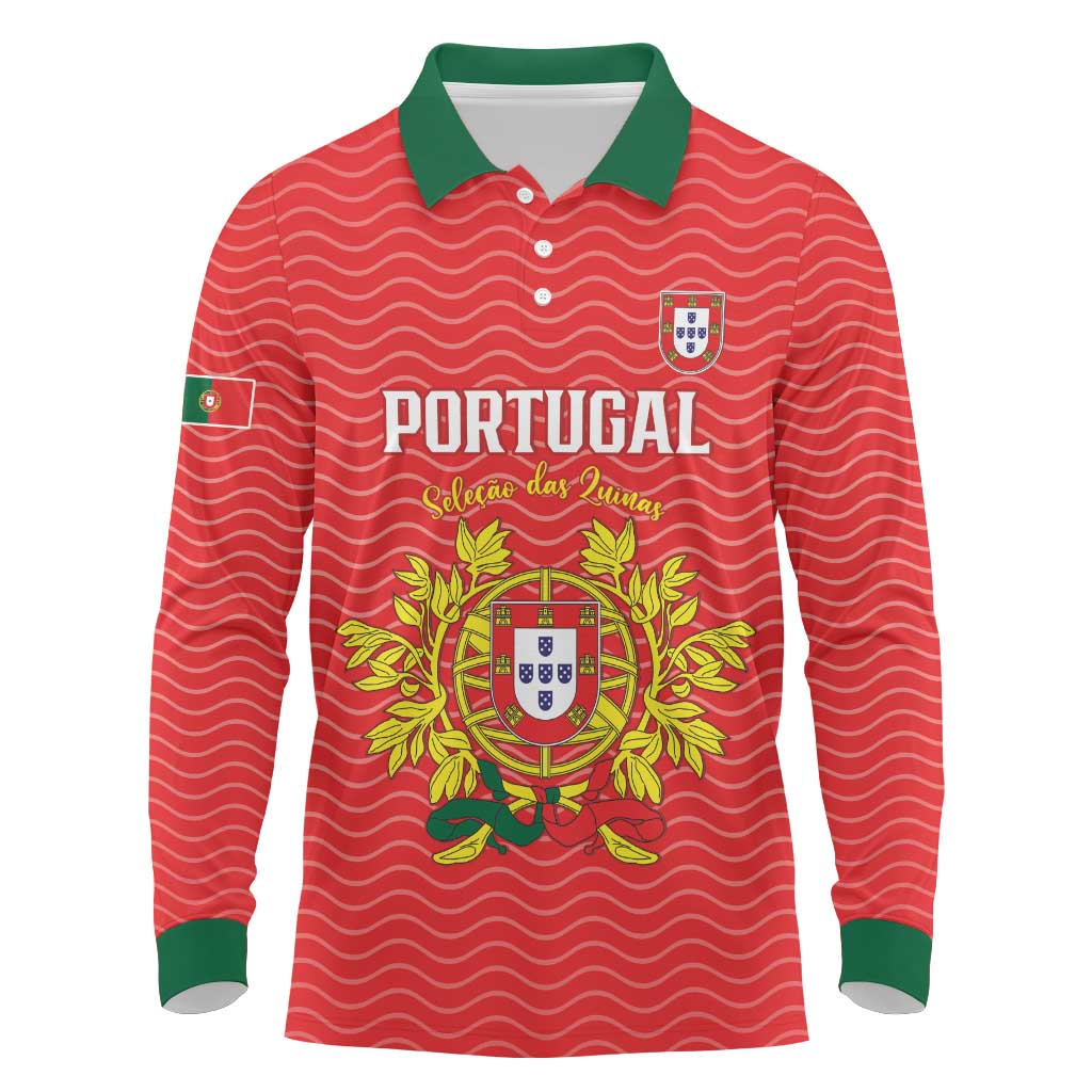 Custom Portugal Football 2026 Long Sleeve Polo Shirt Team of the Quincunxes - Wonder Print Shop
