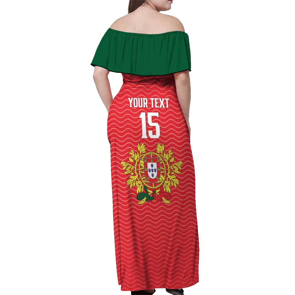 Custom Portugal Football 2026 Off Shoulder Maxi Dress Team of the Quincunxes - Wonder Print Shop