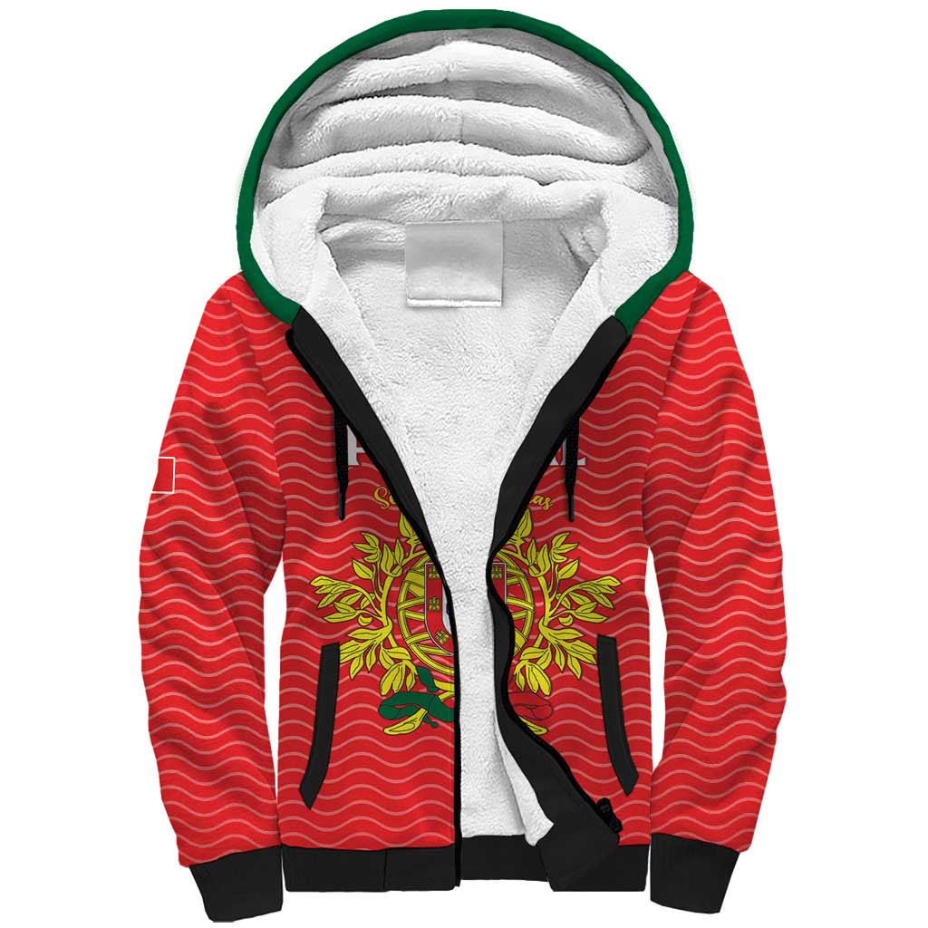 Custom Portugal Football 2026 Sherpa Hoodie Team of the Quincunxes - Wonder Print Shop