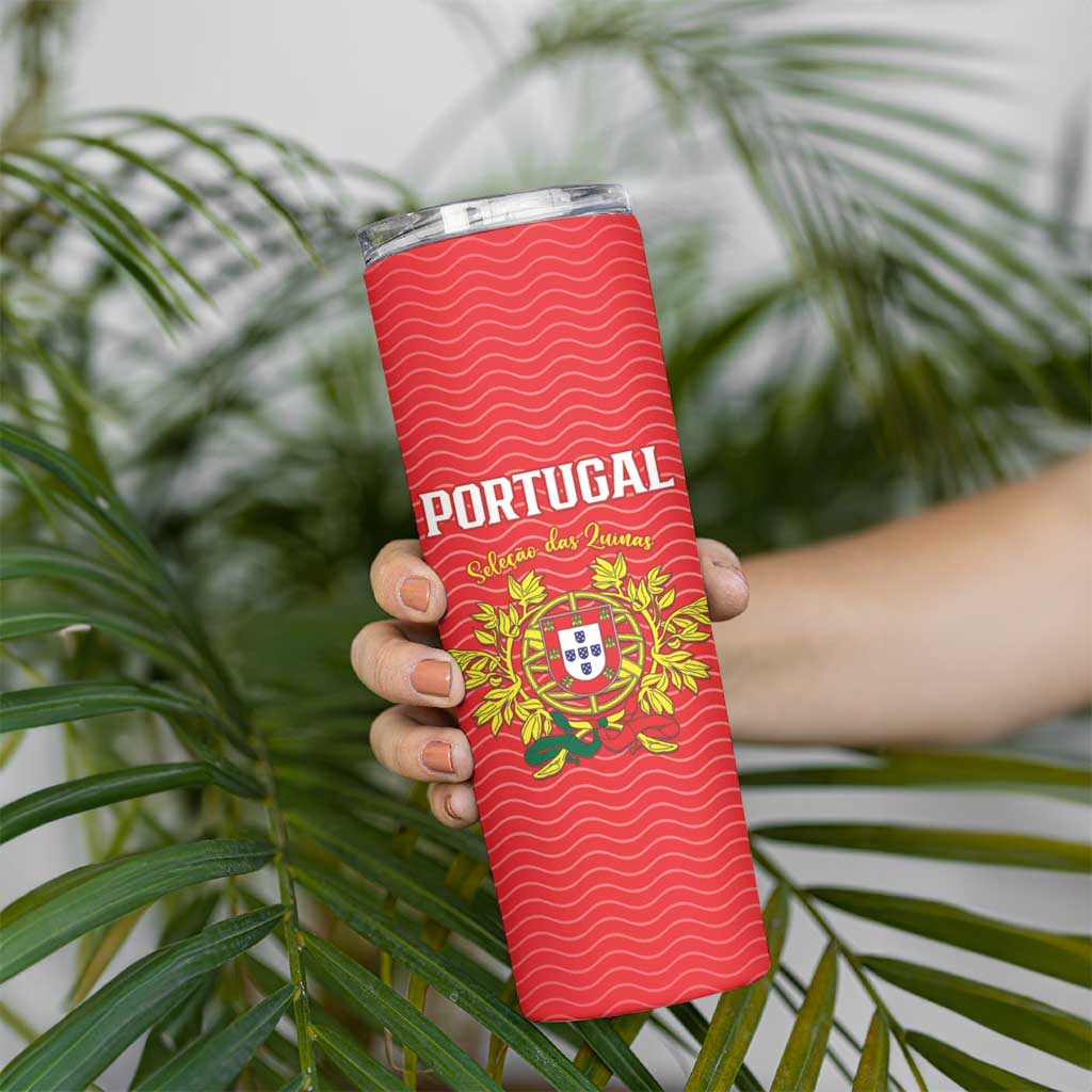 Custom Portugal Football 2026 Skinny Tumbler Team of the Quincunxes - Wonder Print Shop