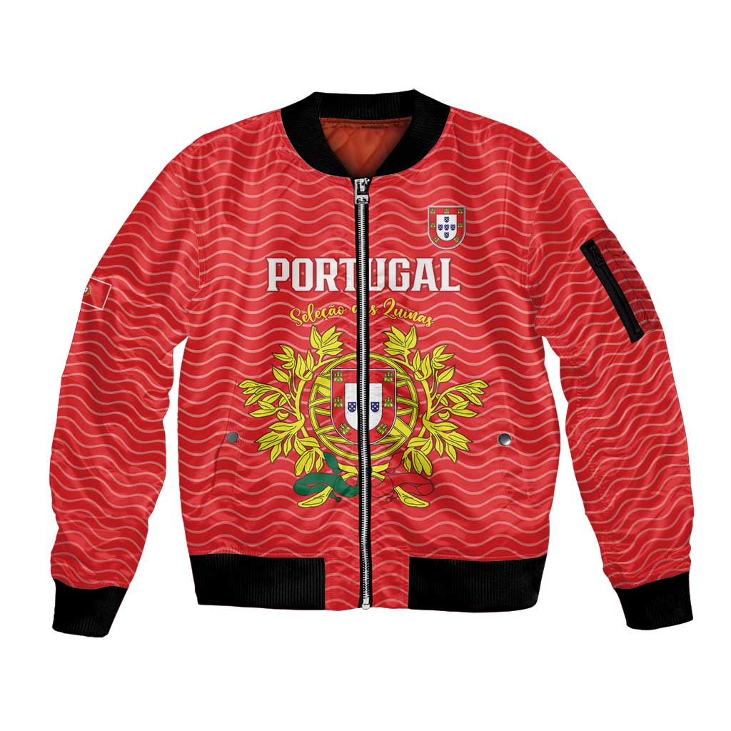 Custom Portugal Football 2026 Sleeve Zip Bomber Jacket Team of the Quincunxes - Wonder Print Shop