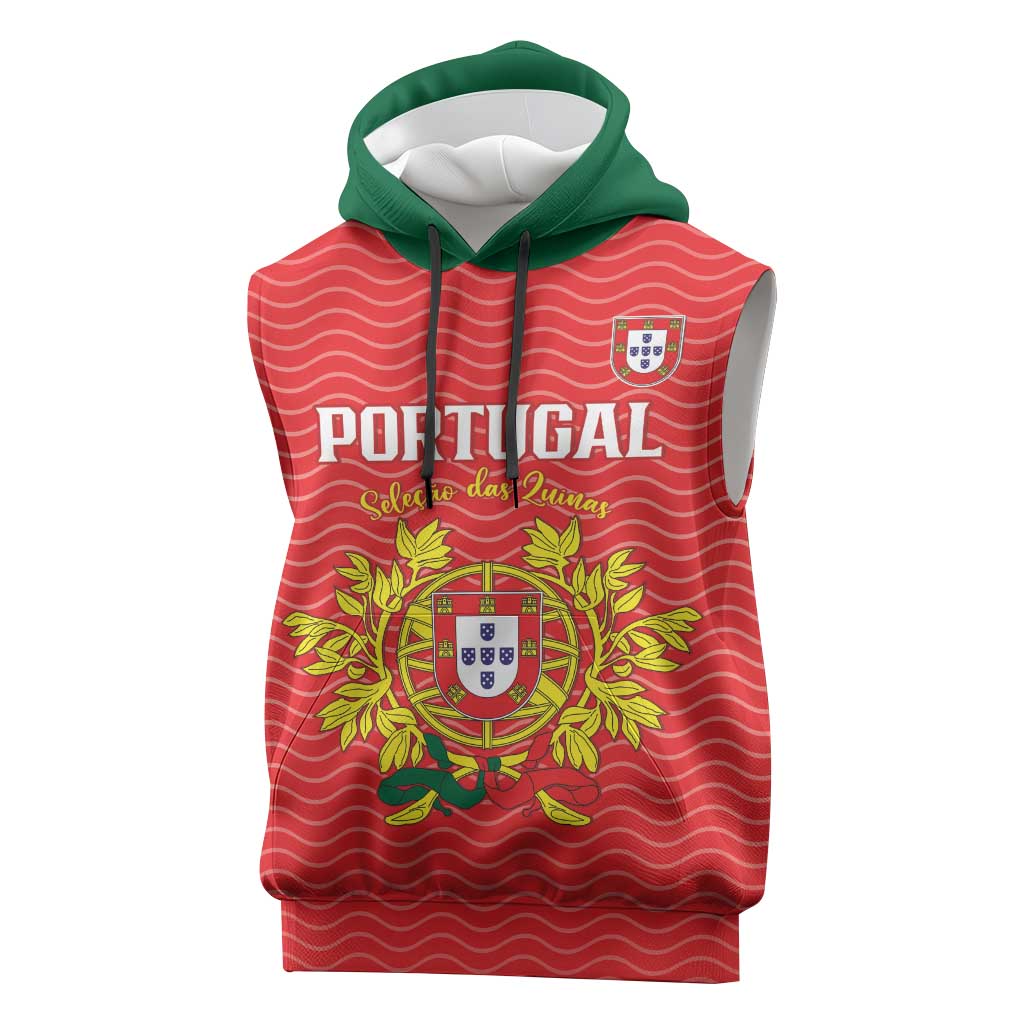 Custom Portugal Football 2026 Sleeveless Hoodie Team of the Quincunxes - Wonder Print Shop