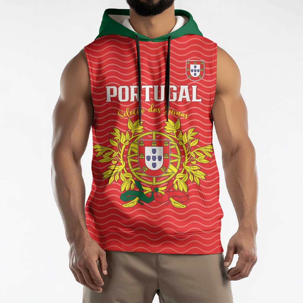 Custom Portugal Football 2026 Sleeveless Hoodie Team of the Quincunxes - Wonder Print Shop