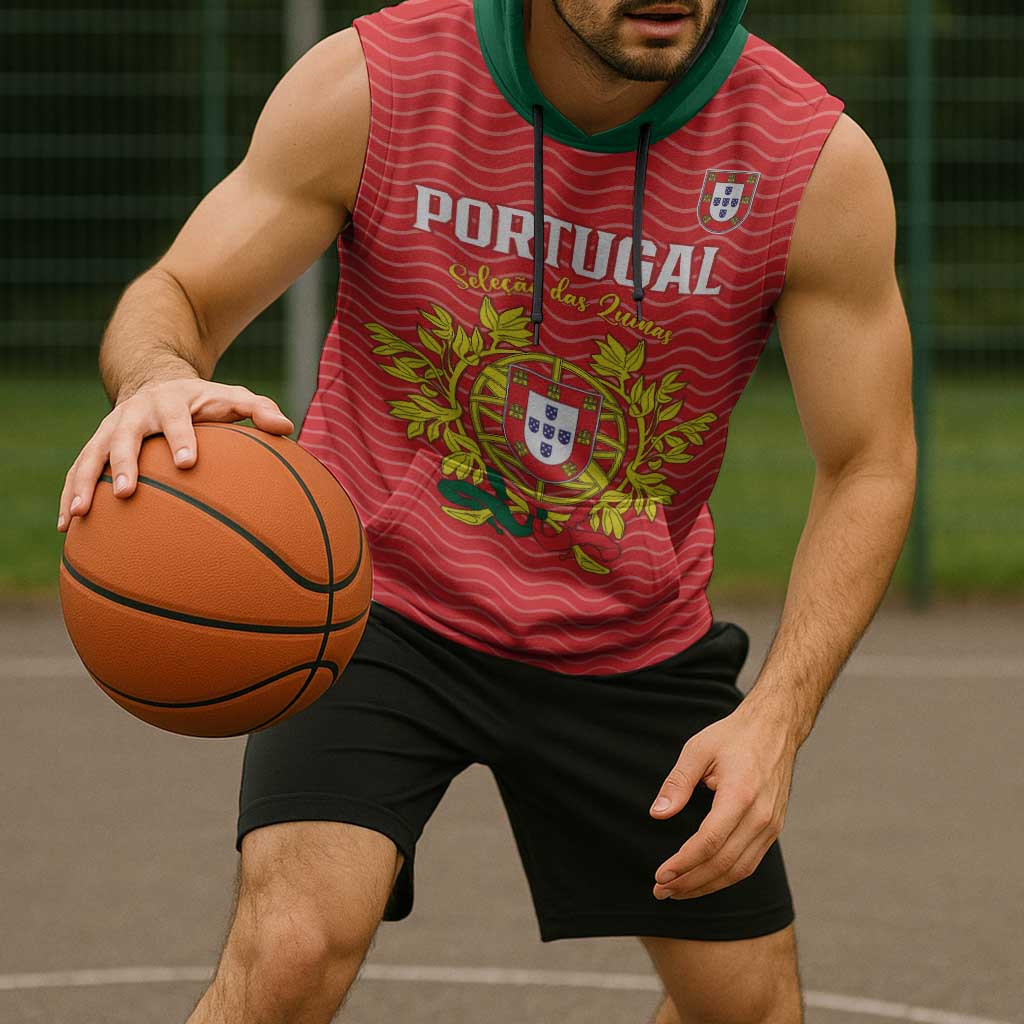 Custom Portugal Football 2026 Sleeveless Hoodie Team of the Quincunxes - Wonder Print Shop