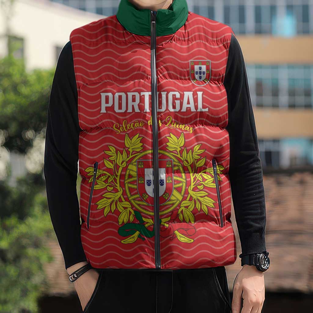 Custom Portugal Football 2026 Sleeveless Puffer Jacket Team of the Quincunxes - Wonder Print Shop