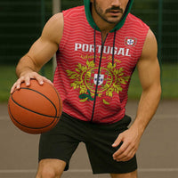 Custom Portugal Football 2026 Sleeveless Zip Hoodie Team of the Quincunxes - Wonder Print Shop