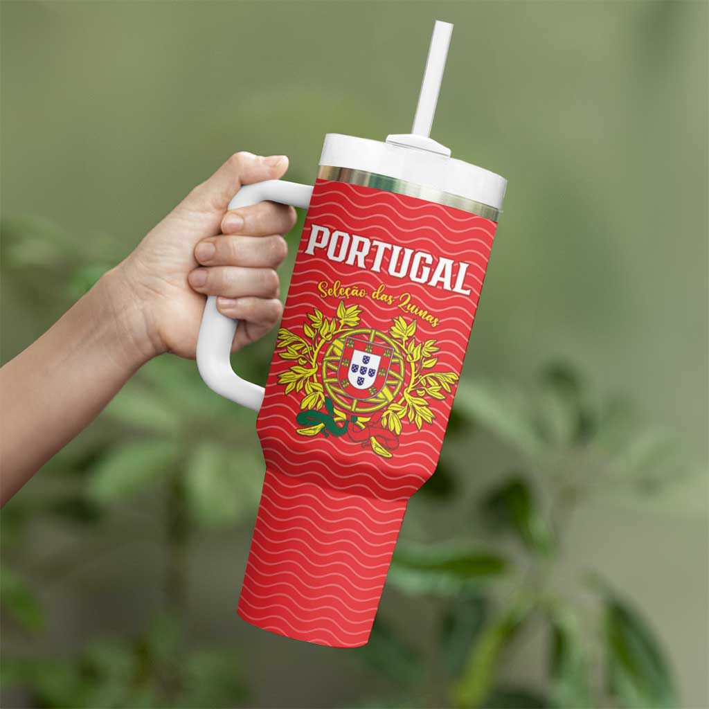 Custom Portugal Football 2026 Tumbler With Handle Team of the Quincunxes - Wonder Print Shop