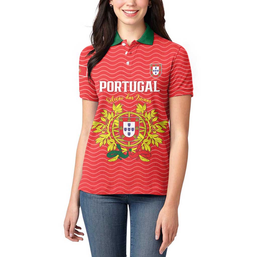 Custom Portugal Football 2026 Women Polo Shirt Team of the Quincunxes - Wonder Print Shop