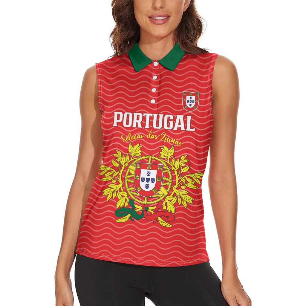Custom Portugal Football 2026 Women Sleeveless Polo Shirt Team of the Quincunxes - Wonder Print Shop
