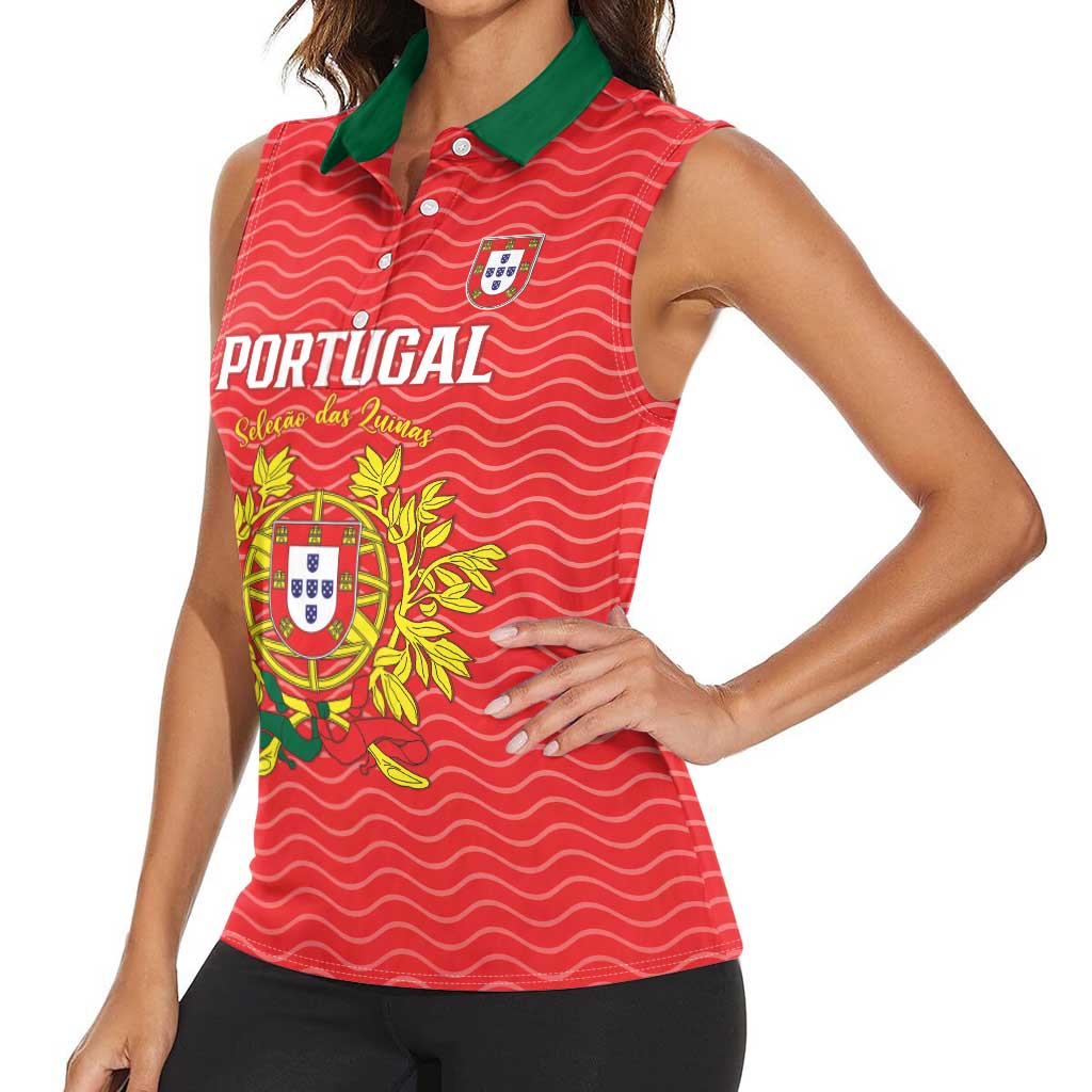 Custom Portugal Football 2026 Women Sleeveless Polo Shirt Team of the Quincunxes - Wonder Print Shop