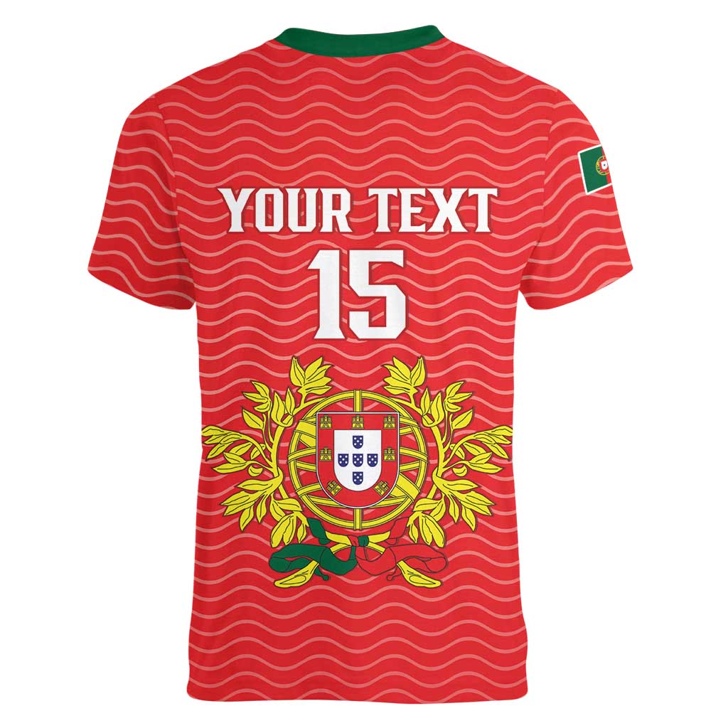 Custom Portugal Football 2026 Women V-Neck T-Shirt Team of the Quincunxes - Wonder Print Shop