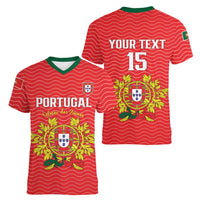 Custom Portugal Football 2026 Women V-Neck T-Shirt Team of the Quincunxes - Wonder Print Shop