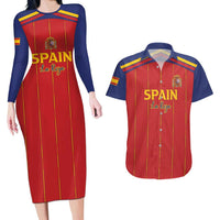 Custom Spain Football 2026 Couples Matching Long Sleeve Bodycon Dress and Hawaiian Shirt Go Champions La Roja - Wonder Print Shop
