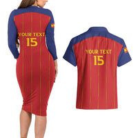 Custom Spain Football 2026 Couples Matching Long Sleeve Bodycon Dress and Hawaiian Shirt Go Champions La Roja - Wonder Print Shop