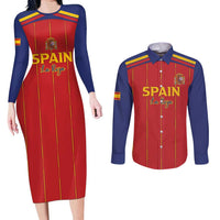 Custom Spain Football 2026 Couples Matching Long Sleeve Bodycon Dress and Long Sleeve Button Shirt Go Champions La Roja - Wonder Print Shop