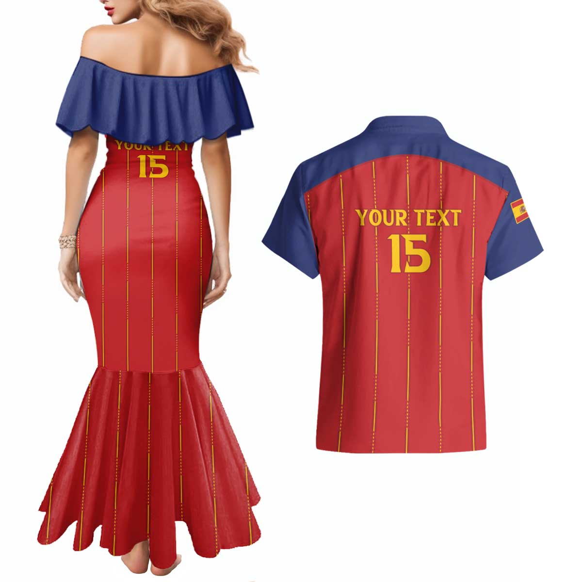 Custom Spain Football 2026 Couples Matching Mermaid Dress and Hawaiian Shirt Go Champions La Roja - Wonder Print Shop