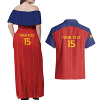 Custom Spain Football 2026 Couples Matching Off Shoulder Maxi Dress and Hawaiian Shirt Go Champions La Roja - Wonder Print Shop