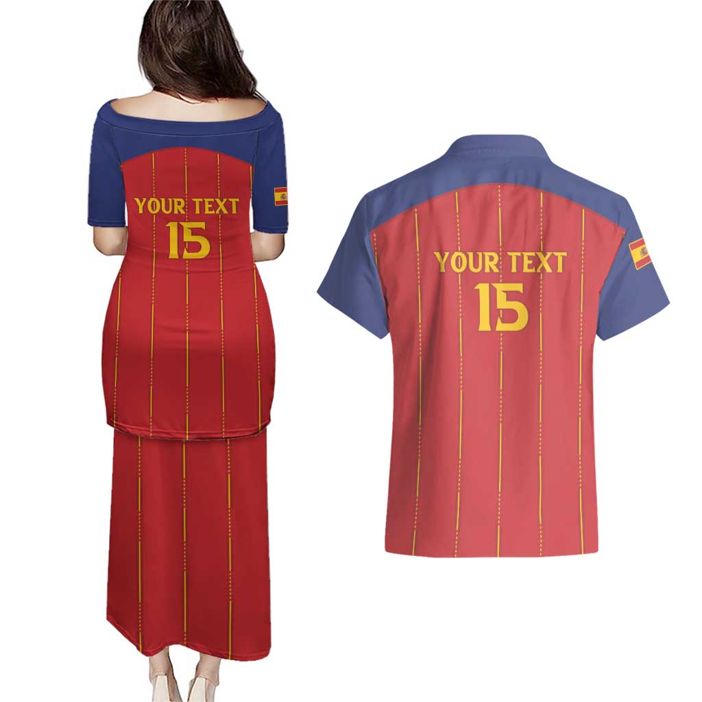 Custom Spain Football 2026 Couples Matching Puletasi and Hawaiian Shirt Go Champions La Roja - Wonder Print Shop