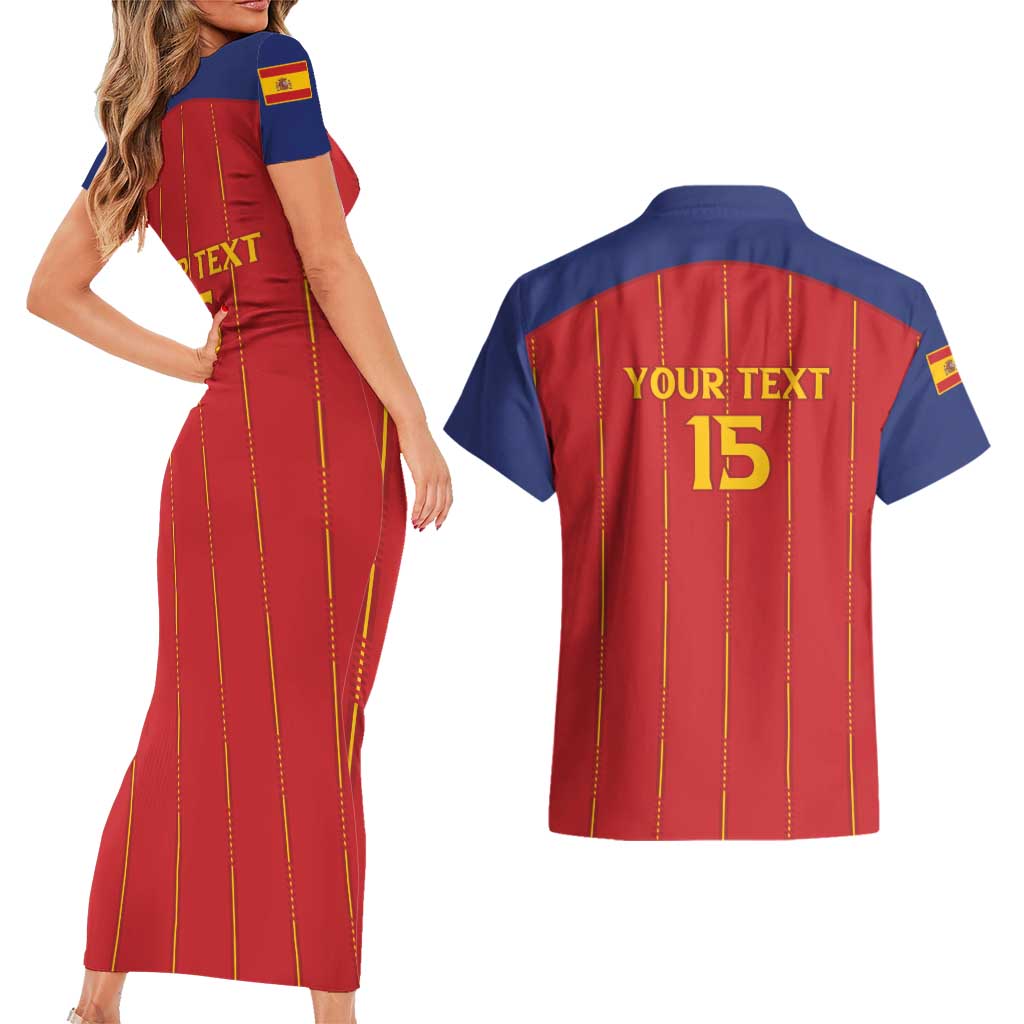 Custom Spain Football 2026 Couples Matching Short Sleeve Bodycon Dress and Hawaiian Shirt Go Champions La Roja - Wonder Print Shop