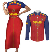 Custom Spain Football 2026 Couples Matching Short Sleeve Bodycon Dress and Long Sleeve Button Shirt Go Champions La Roja - Wonder Print Shop