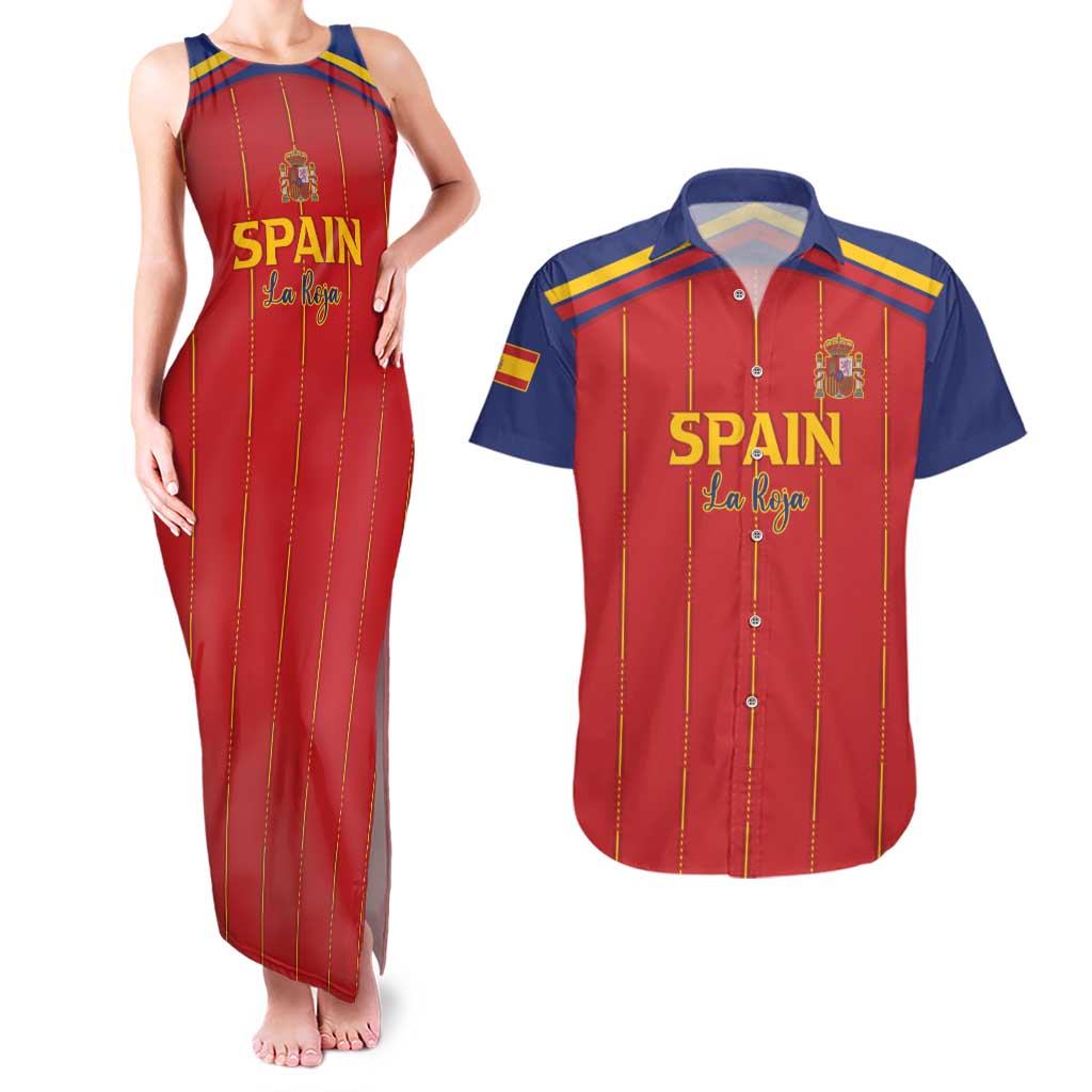 Custom Spain Football 2026 Couples Matching Tank Maxi Dress and Hawaiian Shirt Go Champions La Roja - Wonder Print Shop