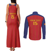 Custom Spain Football 2026 Couples Matching Tank Maxi Dress and Long Sleeve Button Shirt Go Champions La Roja - Wonder Print Shop