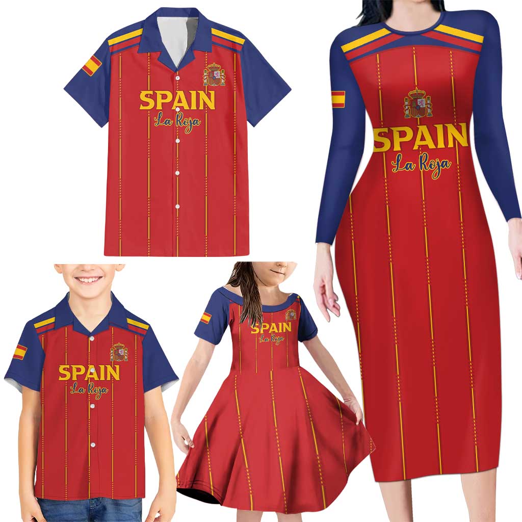 Custom Spain Football 2026 Family Matching Long Sleeve Bodycon Dress and Hawaiian Shirt Go Champions La Roja - Wonder Print Shop