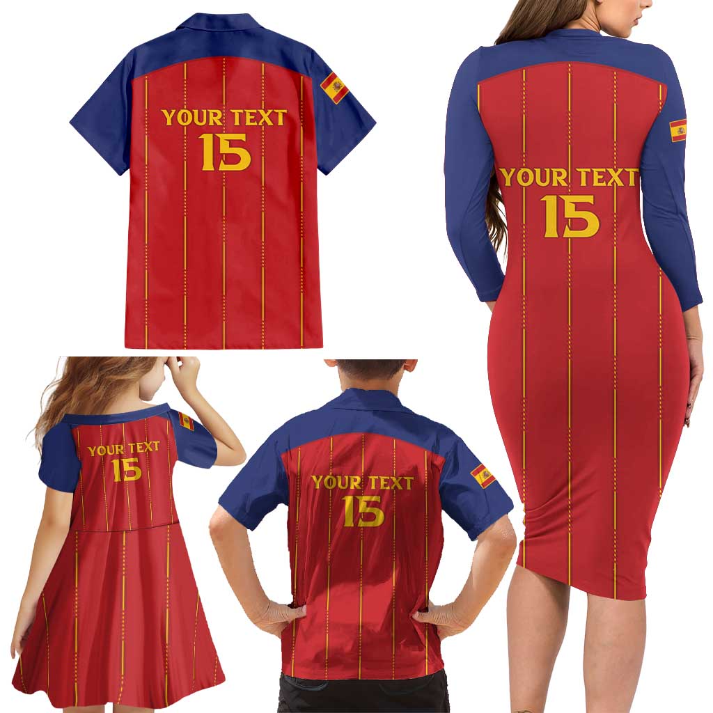 Custom Spain Football 2026 Family Matching Long Sleeve Bodycon Dress and Hawaiian Shirt Go Champions La Roja - Wonder Print Shop