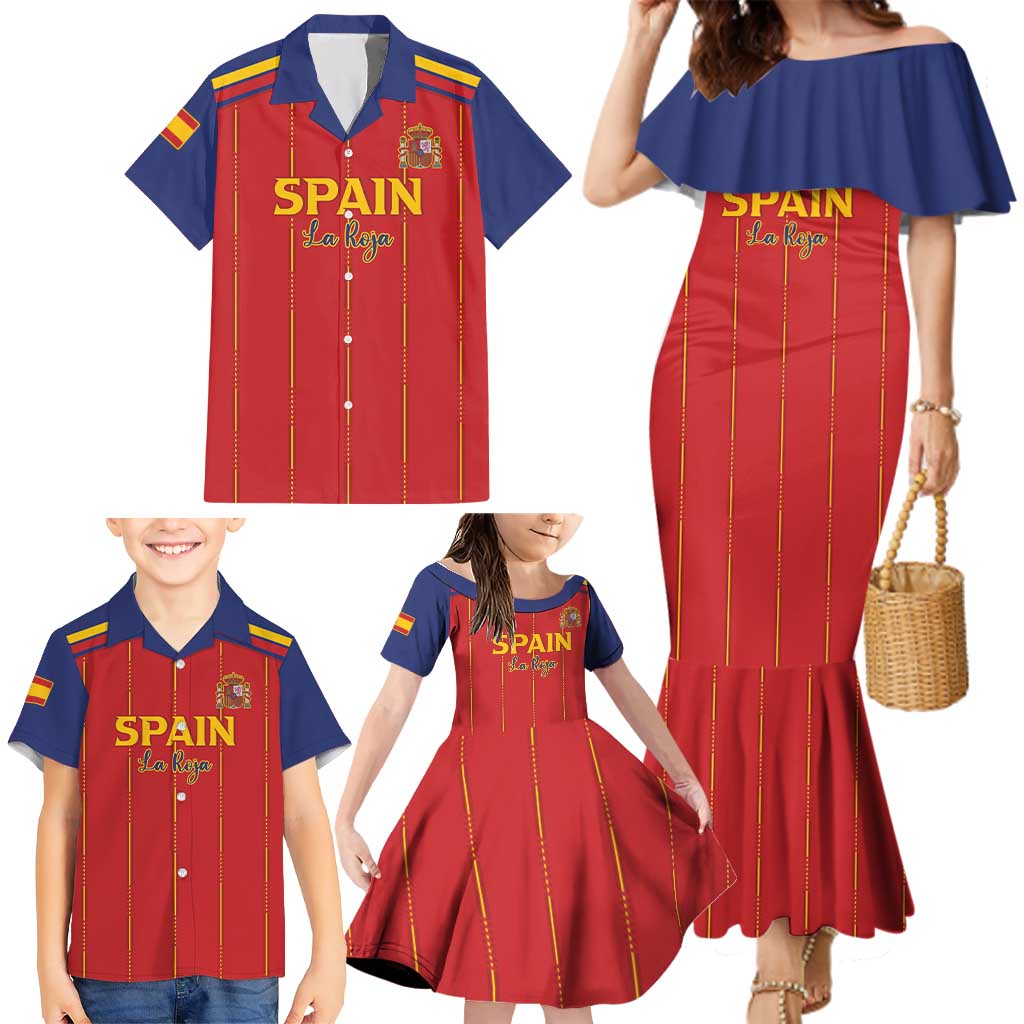Custom Spain Football 2026 Family Matching Mermaid Dress and Hawaiian Shirt Go Champions La Roja - Wonder Print Shop