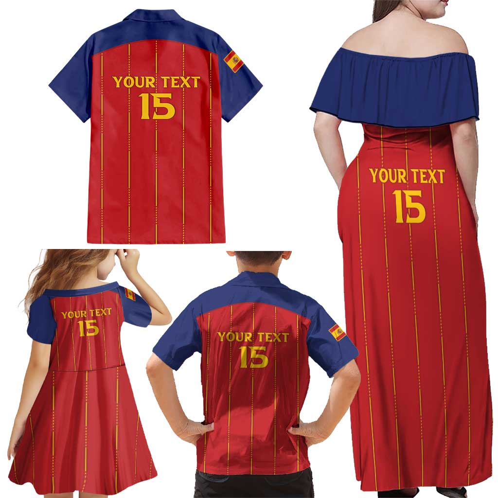 Custom Spain Football 2026 Family Matching Off Shoulder Maxi Dress and Hawaiian Shirt Go Champions La Roja - Wonder Print Shop