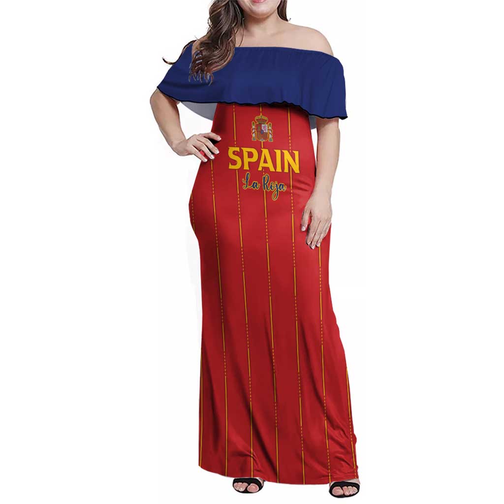 Custom Spain Football 2026 Family Matching Off Shoulder Maxi Dress and Hawaiian Shirt Go Champions La Roja - Wonder Print Shop