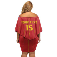 Custom Spain Football 2026 Family Matching Off Shoulder Short Dress and Hawaiian Shirt Go Champions La Roja - Wonder Print Shop